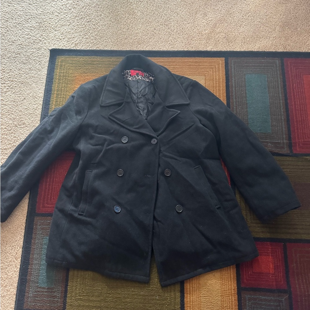 Emerald Fashion Classic Black Pea Coat